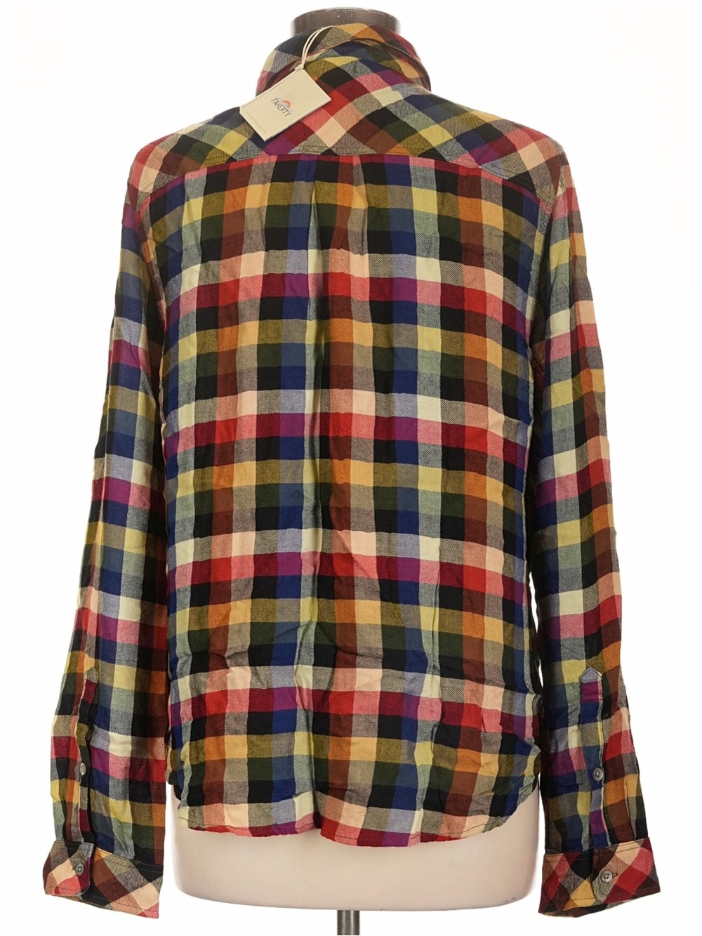 NWT Faherty Check Plaid Piper Button Down Blouse Shirt L New - Picture 4 of 6